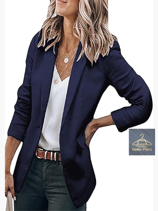 Jackets & Blazers - Casual Long Sleeve Button Lapel Blazer Jacket Loose Solid Work Office Coat